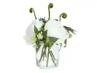 LivingStyles Lucia Artificial Peony Arrangement in Vase, 25cm, Cream Flower offer