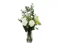 LivingStyles Loretta Artificial White Rose Arrangement in Vase, 70cm offer