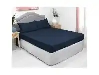 LivingStyles Ardor 3 Piece 1000TC Cotton Rich Fitted Bed Sheet Combo Set, Double, Navy offer