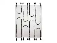 LivingStyles Waverley Cotton Throw, 130x160cm, Ivory / Black offer