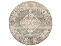 LivingStyles Avenue No.703 Tribal Round Rug, 200cm, Charcoal / Pink offer
