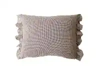 Amelia Feather Filled Cotton Frill Lumbar Cushion, Brown