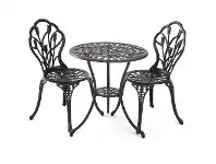 LivingStyles Dominique 3 Piece Cast Aluminium Round Balcony Table Set, Bronze offer