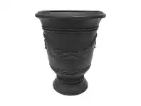 LivingStyles Madeline Cast Iron Garden Urn Pot, Small, Black offer