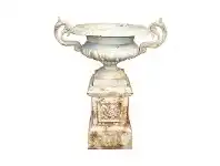 LivingStyles Campana Cast Iron Garden Urn & Pedestal Set, Small, Antique White offer