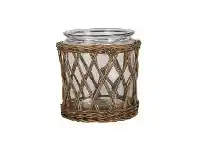 LivingStyles Bora Rattan & Glass Hurricane Lantern, Large offer