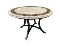 LivingStyles Saturn Marble Stone Round Outdoor Dining Table, 120cm offer