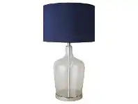 LivingStyles Palm Beach Glass Base Table Lamp, Nickel / Navy offer