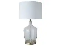 LivingStyles Palm Beach Glass Base Table Lamp, Brass / White offer