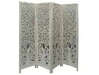 LivingStyles Indore Wooden Quad Fold Screen, Ivory offer