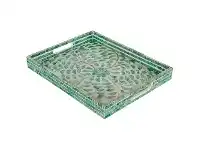 LivingStyles Moana Capiz Rectangular Tray, Emerald offer