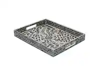 LivingStyles Moana Capiz Rectangular Tray, Charcoal offer
