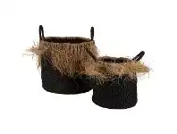 LivingStyles Havana 2 Piece Seagrass Basket Set, Black offer