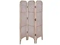 LivingStyles Lackrana Rattan Tri-fold Screen / Room Divider, Grey Wash offer