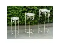 LivingStyles Hanna 3 Piece Metal Planter Stand Set, Antique White offer