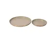 LivingStyles Donai 2 Piece Enamelled Brass Platter Set, Taupe offer