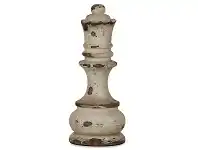 LivingStyles Alicia Mahogany Timber Chess Piece Ornament, Queen, Distressed Antique White offer