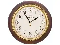 LivingStyles Cobb & Co. Railway Wall Clock, Arabic Numerals, Medium, Satin Walnut / Brass offer