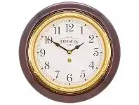 LivingStyles Cobb & Co. Railway Wall Clock, Arabic Numerals, Small, Gloss Mahogany / Brass offer