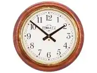 LivingStyles Cobb & Co. Railway Wall Clock, Arabic Numerals, Large, Gloss Oak / Brass offer