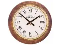 LivingStyles Cobb & Co. Railway Wall Clock, Roman Numerals, Large, Antique Oak / Brass offer