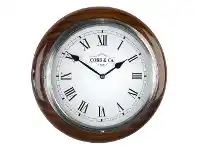 LivingStyles Cobb & Co. Railway Wall Clock, Roman Numerals, Medium, Gloss Walnut / Chrome offer