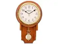 LivingStyles Cobb & Co. Pendulum Chime Wall Clock, Arabic Numerals, Medium, Gloss Oak / Brass offer