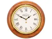 LivingStyles Cobb & Co. Railway Wall Clock, Roman Numerals, Small, Gloss Oak / Brass offer