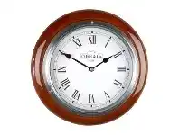 LivingStyles Cobb & Co. Railway Wall Clock, Roman Numerals, Small, Gloss Oak / Chrome offer