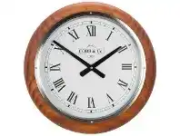 LivingStyles Cobb & Co. Railway Wall Clock, Roman Numerals, Large, Satin Oak / Chrome offer