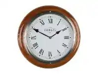 LivingStyles Cobb & Co. Railway Wall Clock, Roman Numerals, Medium, Gloss Oak / Chrome offer