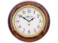 LivingStyles Cobb & Co. Railway Wall Clock, Arabic Numerals, Small, Gloss Walnut / Brass offer