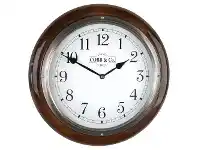 LivingStyles Cobb & Co. Railway Wall Clock, Arabic Numerals, Medium, Gloss Walnut / Chrome offer