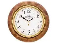 LivingStyles Cobb & Co. Railway Wall Clock, Arabic Numerals, Small, Antique Oak / Brass offer