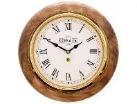 Cobb & Co. Railway Wall Clock, Roman Numerals, Small, Antique Oak / Brass