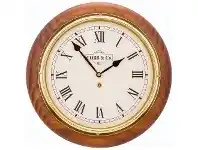 LivingStyles Cobb & Co. Railway Wall Clock, Roman Numerals, Medium, Satin Oak / Brass offer