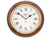 LivingStyles Cobb & Co. Railway Wall Clock, Roman Numerals, Medium, Gloss Walnut / Brass offer