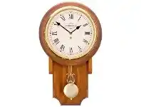 LivingStyles Cobb & Co. Pendulum Chime Wall Clock, Roman Numerals, Medium, Satin Oak / Brass offer