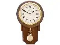 LivingStyles Cobb & Co. Pendulum Chime Wall Clock, Roman Numerals, Medium, Satin Walnut / Brass offer