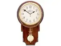 LivingStyles Cobb & Co. Pendulum Chime Wall Clock, Arabic Numerals, Medium, Gloss Walnut / Brass offer