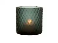 LivingStyles Edward Cut Glass Candle Holder, Small, Green offer
