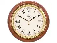 LivingStyles Cobb & Co. Railway Wall Clock, Roman Numerals, Medium, Gloss Oak / Brass offer