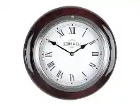 LivingStyles Cobb & Co. Railway Wall Clock, Roman Numerals, Small, Gloss Mahogany / Chrome offer