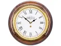 LivingStyles Cobb & Co. Railway Wall Clock, Roman Numerals, Small, Gloss Walnut / Brass offer
