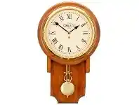 LivingStyles Cobb & Co. Pendulum Chime Wall Clock, Roman Numerals, Medium, Gloss Oak / Brass offer