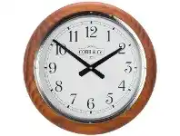 LivingStyles Cobb & Co. Railway Wall Clock, Arabic Numerals, Large, Satin Oak / Chrome offer