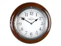 LivingStyles Cobb & Co. Railway Wall Clock, Arabic Numerals, Small, Gloss Walnut / Chrome offer