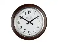 LivingStyles Cobb & Co. Railway Wall Clock, Arabic Numerals, Large, Satin Walnut / Chrome offer