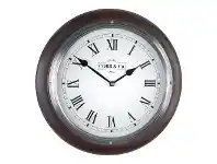 LivingStyles Cobb & Co. Railway Wall Clock, Roman Numerals, Medium, Satin Mahogany / Chrome offer