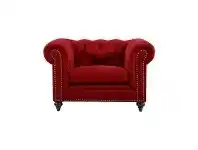 LivingStyles Chesterfield Velvet Fabric Armchair, Red offer